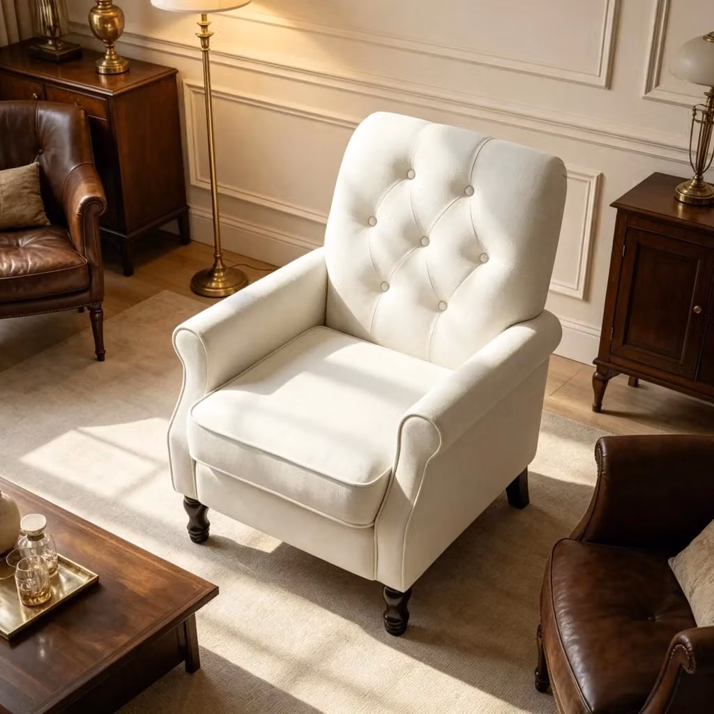 Poltrona da salotto Mivray in tessuto beige con design mid-century e braccioli L/P/H: 90 x 69 x 75 cm – 2