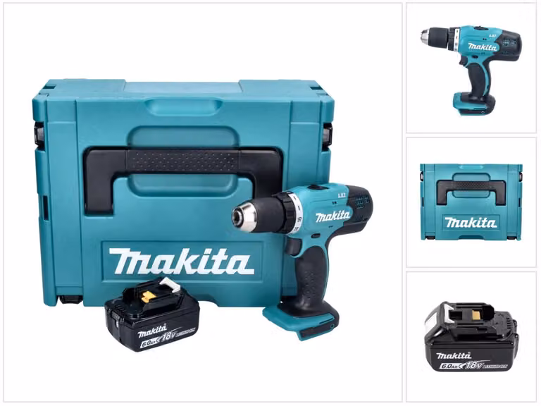 Makita DDF 453 G1J Trapano a batteria 18 V 42 Nm + 1x batteria 6.0 Ah + Makpac - senza caricabatteria