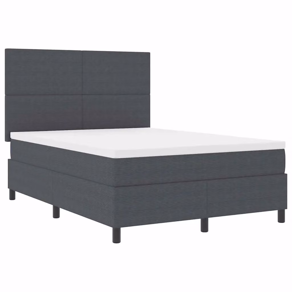 Letto moderno vidaXL con illuminazione LED sottostante, rivestimento in velluto a coste grigio e bianco, con cassetti, L/P/H: 200 x 160 x 128 cm – 2