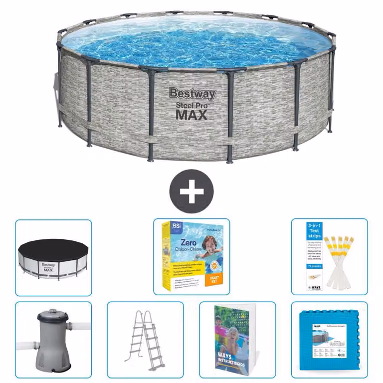 Piscina gonfiabile Bestway Steel Pro MAX, rotonda, 427x122 cm, composta da 6 parti, modello S566