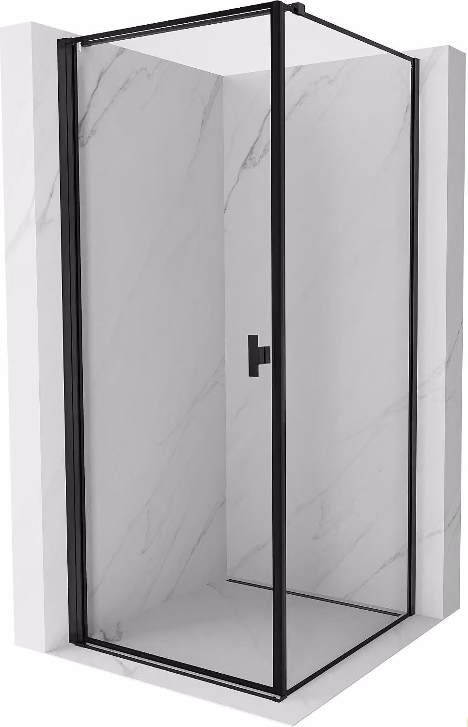 Mexen Mist-B cabina doccia a battente sinistra 80 x 80 cm, cornice nera, nera - 8A2T-080-080-70-70-L