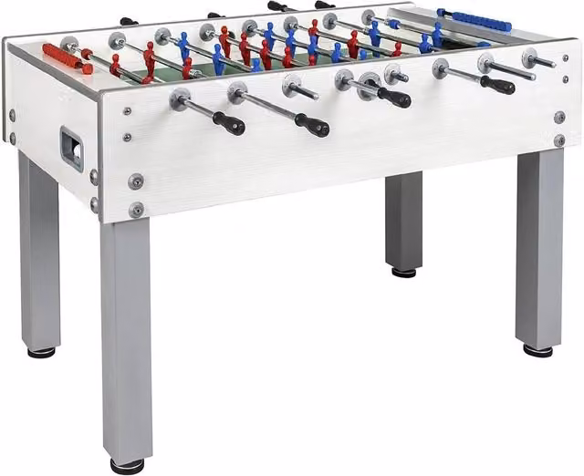 Calciobalilla Garlando G-500 Weatherproof bianco con aste uscenti e piano di gioco corto