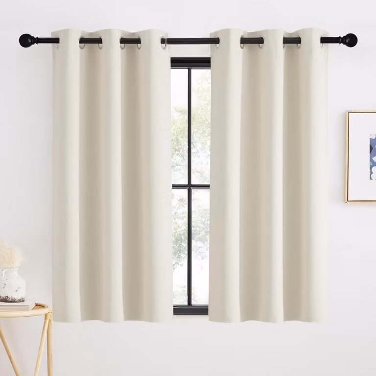 Tende oscuranti corte - color beige chiaro, set di 2 pezzi, ideali per cucina e soggiorno