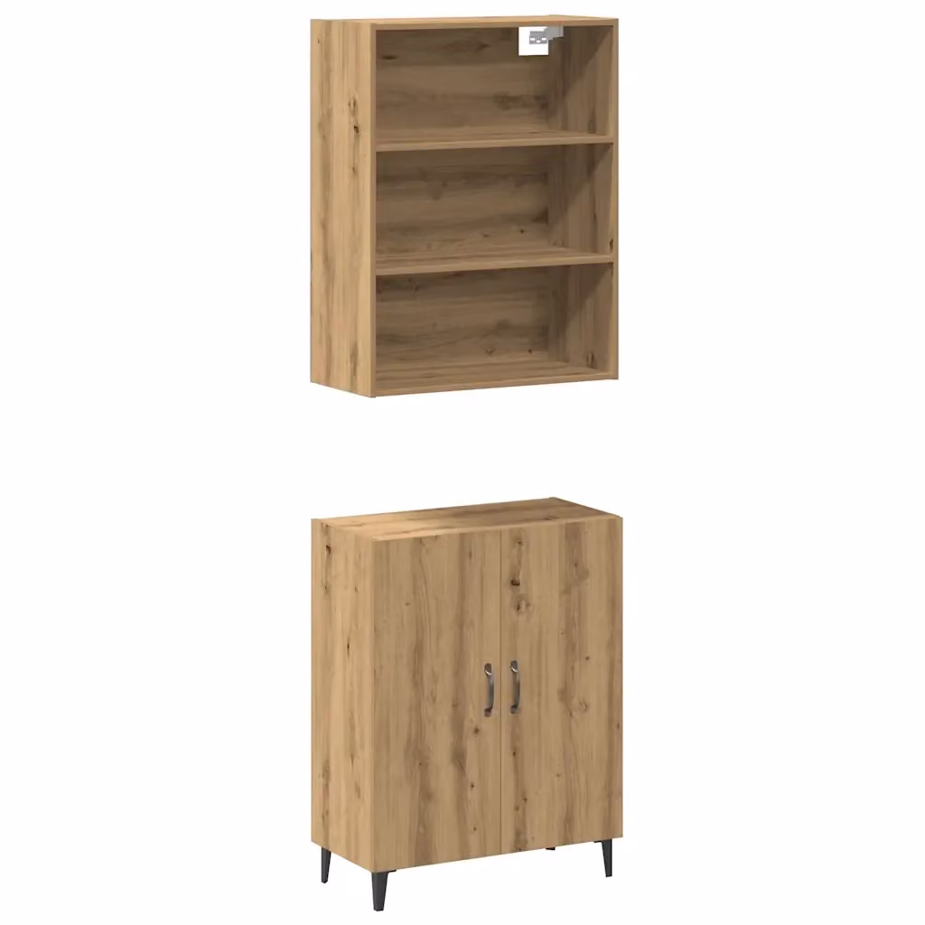 Credenza con Pensile Design Mania in Legno Rovere Marrone per Cucina Moderna L: 180 cm, H: 69,5 cm, P: 34 cm – 2