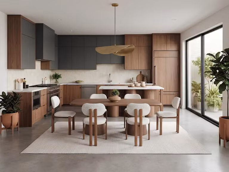 Set per sala da pranzo: tavolo e 6 sedie. Design originale, moderno, elegante e robusto