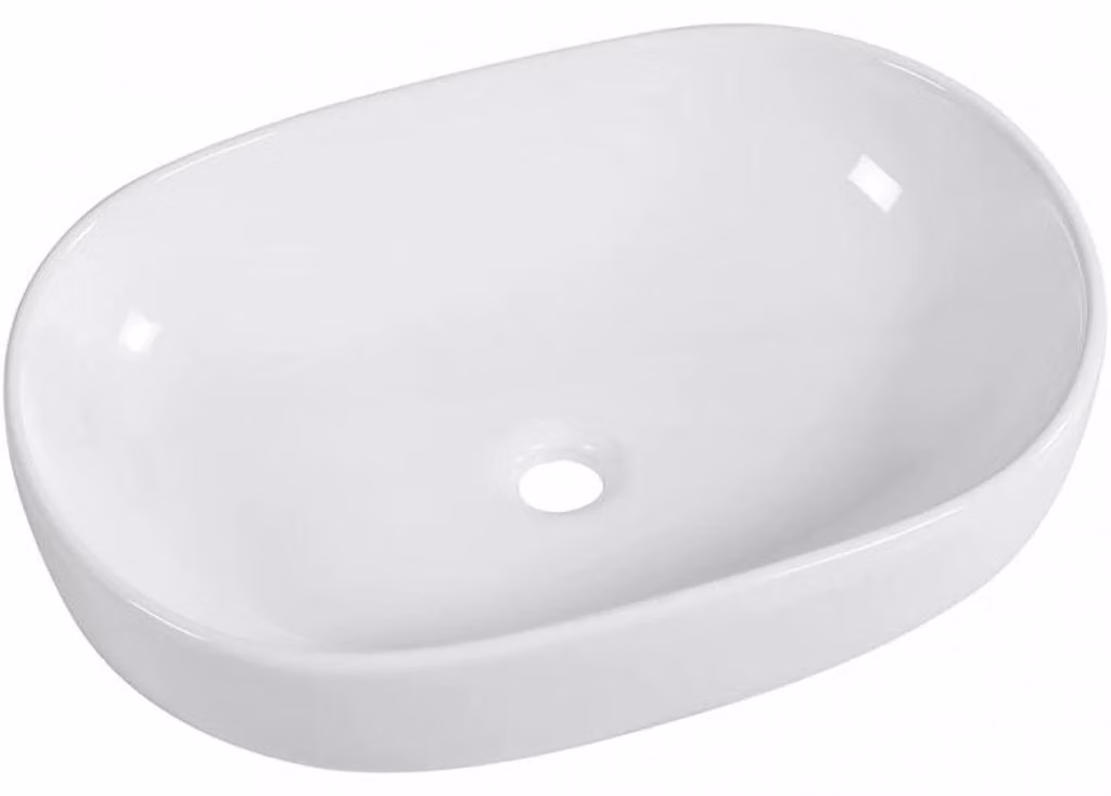 CERANO - Lavabo in Vetroceramica Deno - da appoggio - bianco lucido - 59x41 cm