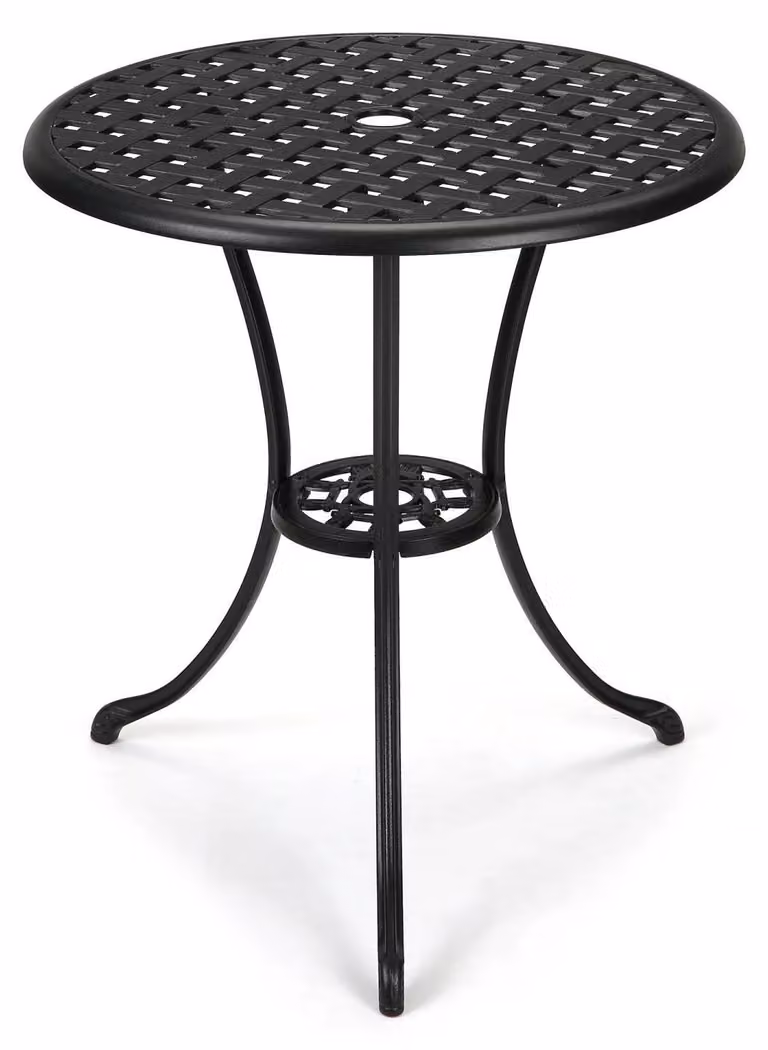 Tavolo da giardino - Tavolino rotondo da bistrot e da salotto per esterni - Metallo - Tavolino da terrazza - Da montare - Nero