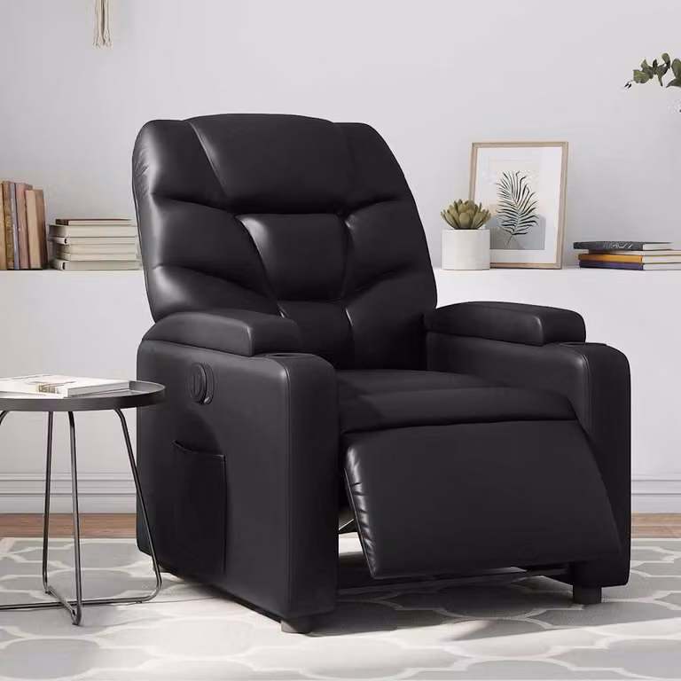 vidaXL Poltrona Reclinabile Elettrica Nera in Similpelle con Braccioli e Funzione Auto-Return