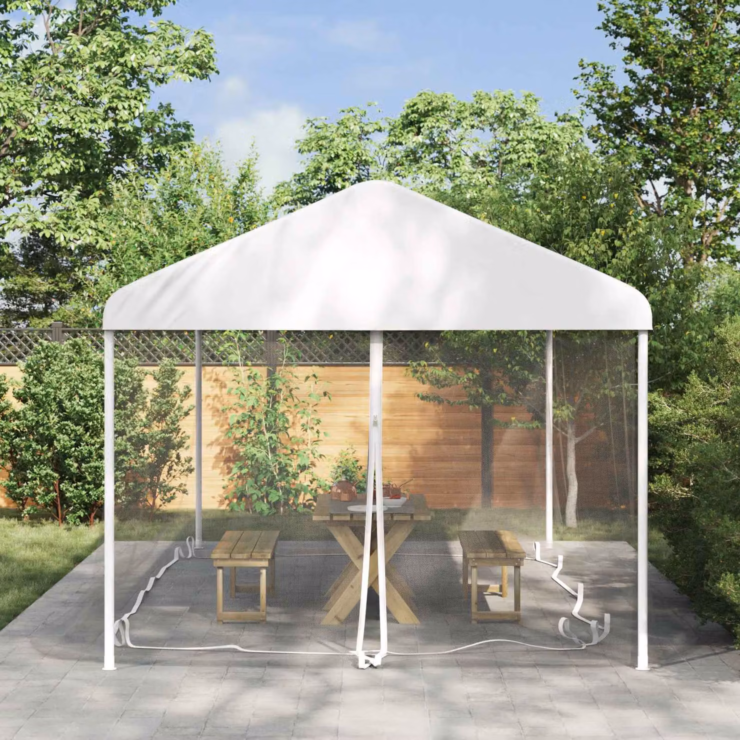 Zanzariera per gazebo vidaXL in poliestere bianco L: 6 m, P: 3 m, H: 2 m
