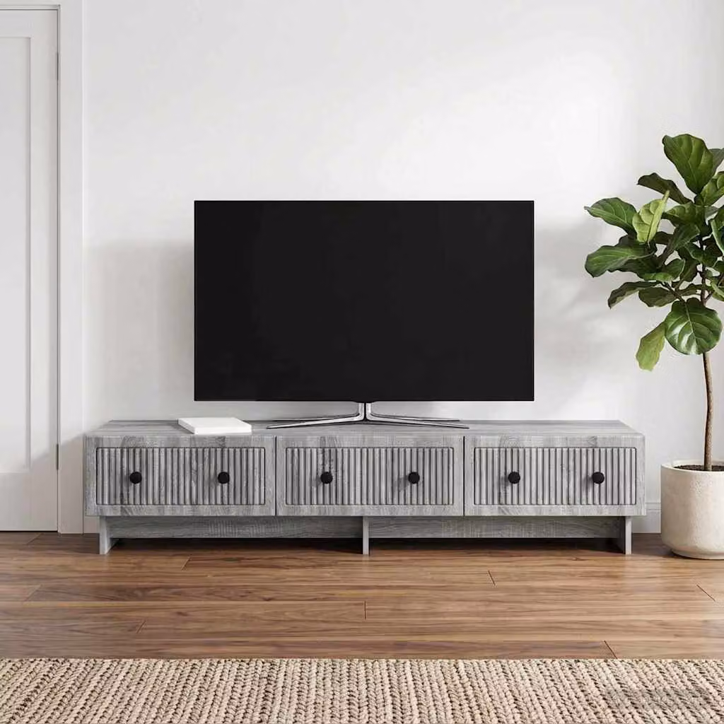 Mobile TV vidaXL in stile vintage, Grigio, L: 147 cm, P: 34,5 cm, H: 30 cm