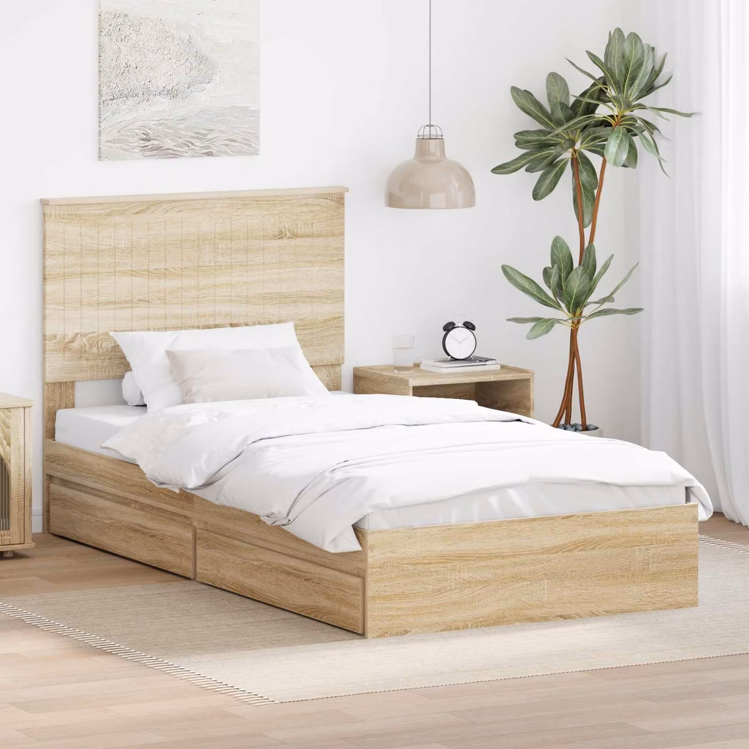 Letto con contenitore e cassetto vidaXL in Rovere Sonoma, L 100 x P 200 cm