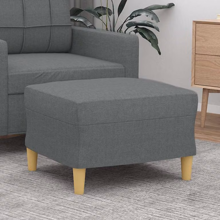vidaXL Poggiapiedi Moderno in Tessuto Grigio L: 60 cm, P: 50 cm, H: 41 cm
