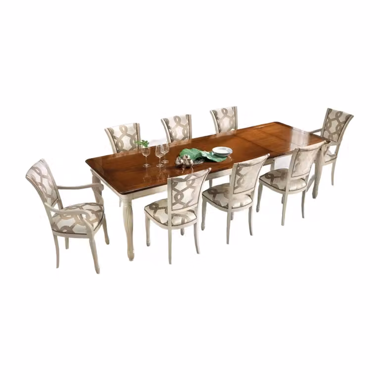 Tavolo shabby chic allungabile Mobili 2G in legno bianco e noce L: 160 cm, P: 100 cm, H: 80 cm