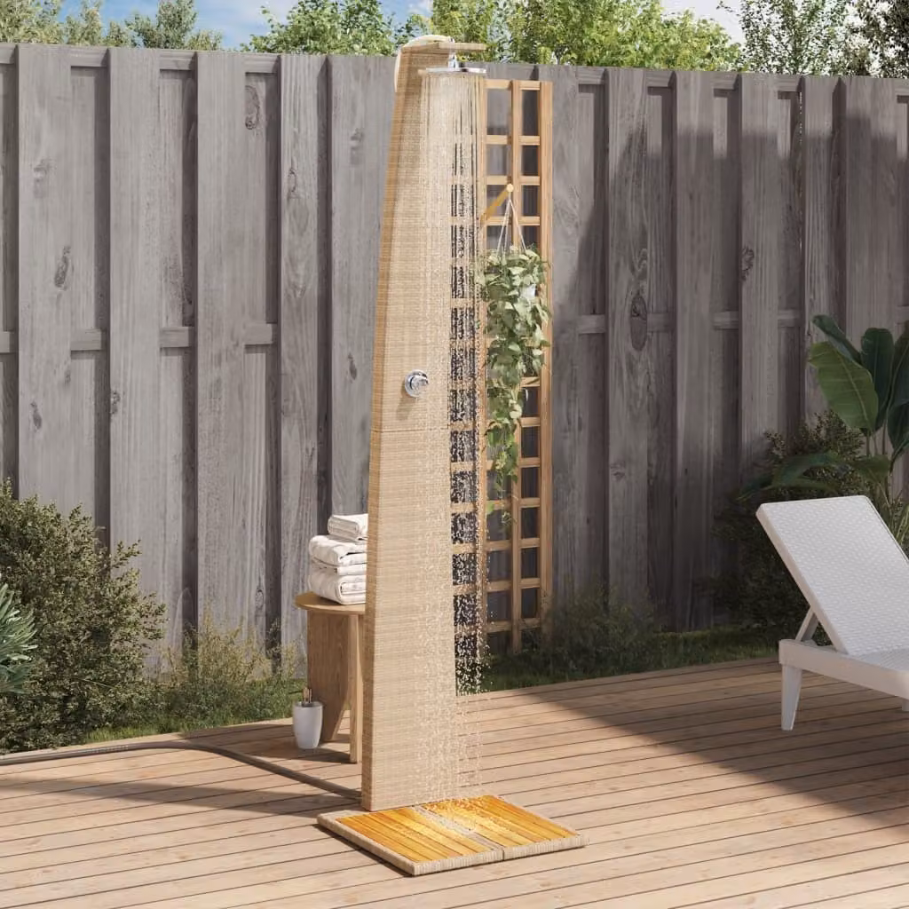 Maison Exclusive - Doccia da giardino beige 55x60x224 cm in rattan sintetico e legno di acacia