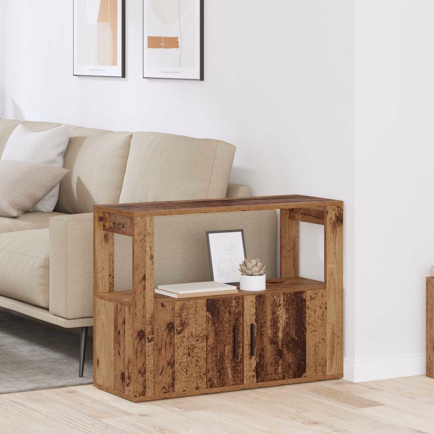 Credenza moderna vidaXL in legno ingegnerizzato marrone, L: 80 cm, P: 30 cm, H: 60 cm