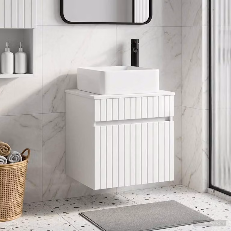 Mobile lavabo da parete vidaXL Bianco Lucido L 49 x P 41 x H 63 cm