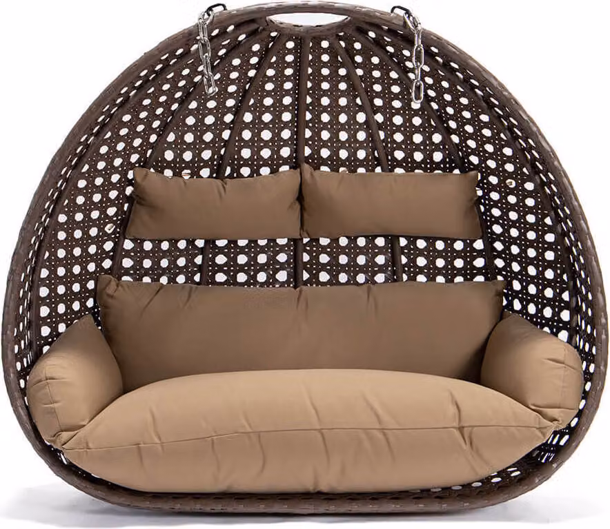 Home Deluxe - Sedia sospesa TWIN - Marrone, solo cesto - incl. cuscini seduta e schienale I Sedia sospesa in polyrattan cesto sospeso per altalena da giardino