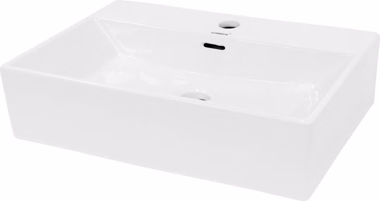 LuxeBath Lavabo Lavabo da appoggio Square, 51,5x36x13 cm, bianco, Vetroceramica