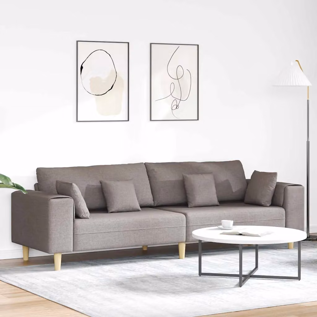 Divano moderno vidaXL Talpa in tessuto con cuscini, disponibile in beige o grigio, L: 250 cm, P: 77 cm, H: 76 cm