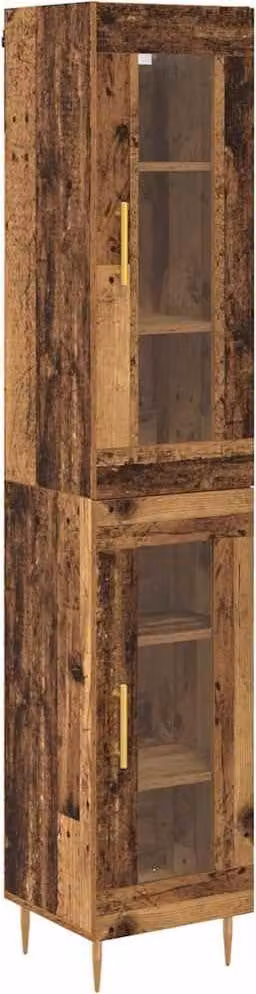 Credenza 2 pcs Legno vecchio Vetro