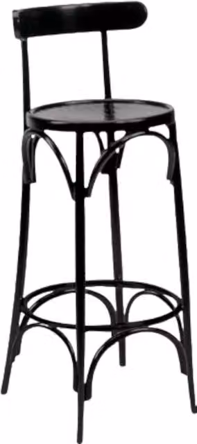 Sgabello bistrot Mobili 2G in legno di faggio laccato nero con seduta in legno L/P/H: 40 x 45 x 105 cm