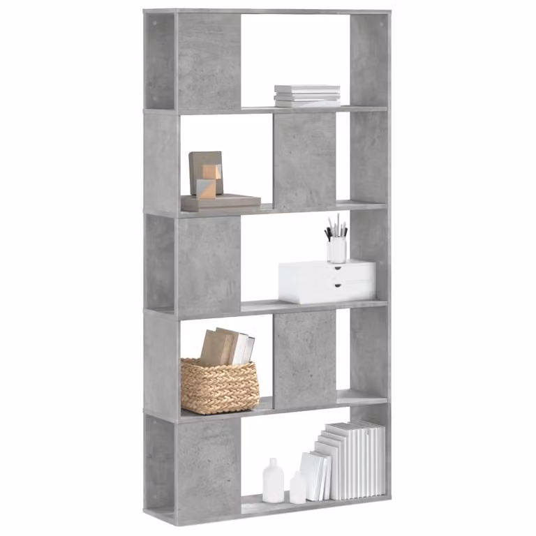 Libreria vidaXL con 5 Ripiani in Grigio Cemento, Design Moderno in Legno e MDF, L 80,5 cm x P 23,5 cm x H 162,5 cm