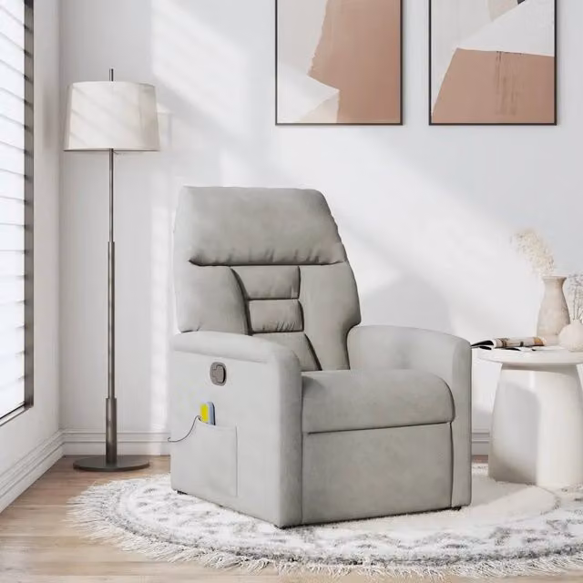 Poltrona Reclinabile Relax vidaXL in Microfibra Grigia con Braccioli e Regolazione Manuale