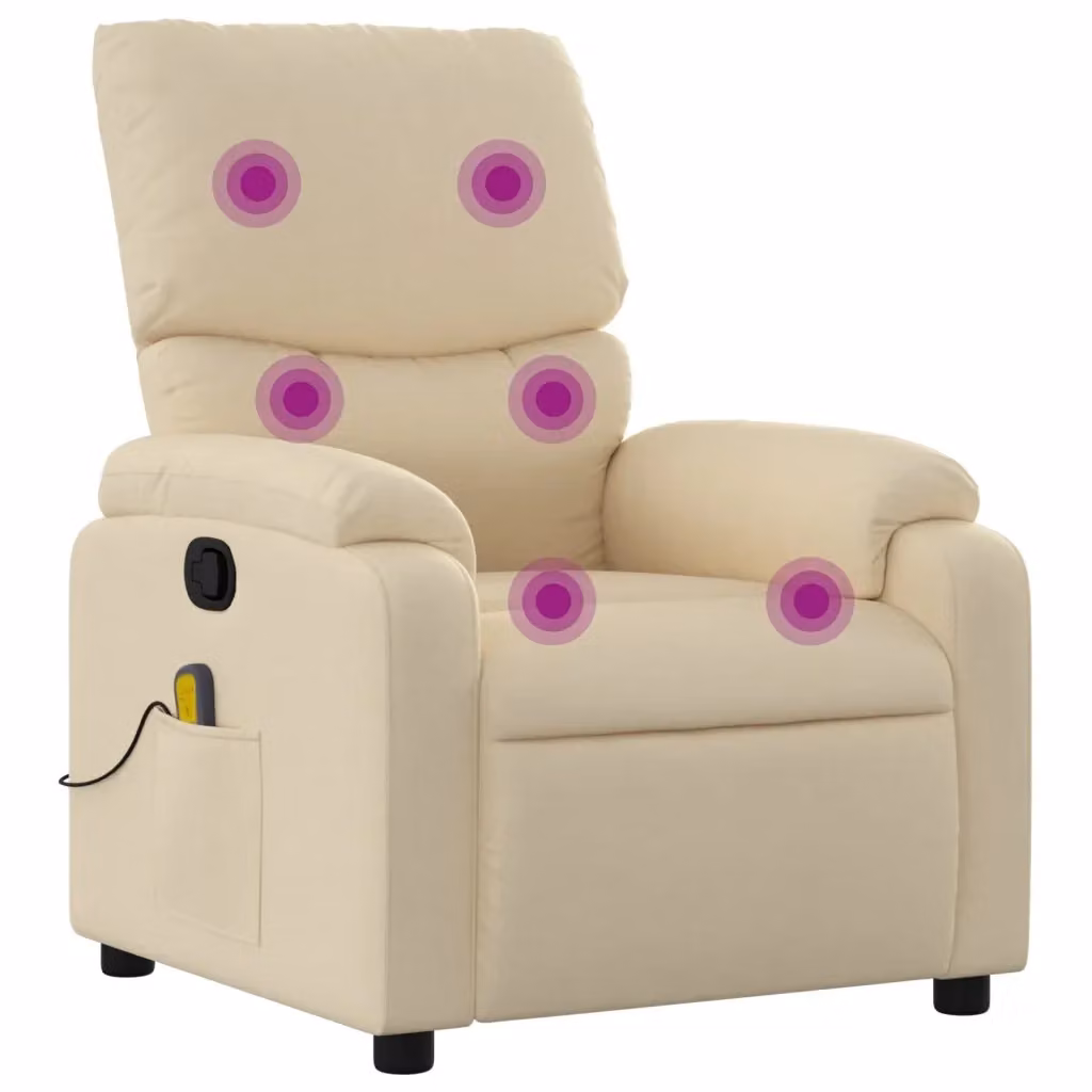 Poltrona reclinabile relax vidaXL in tessuto beige con braccioli e struttura in legno e metallo – 2