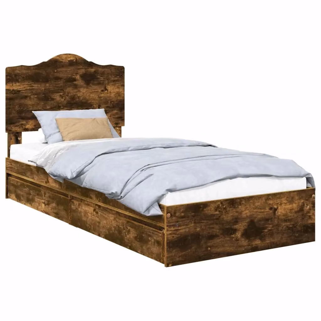 Letto con contenitore e cassetto vidaXL in legno color rovere fumé L/P/H: 193 x 100 x 78 cm – 2
