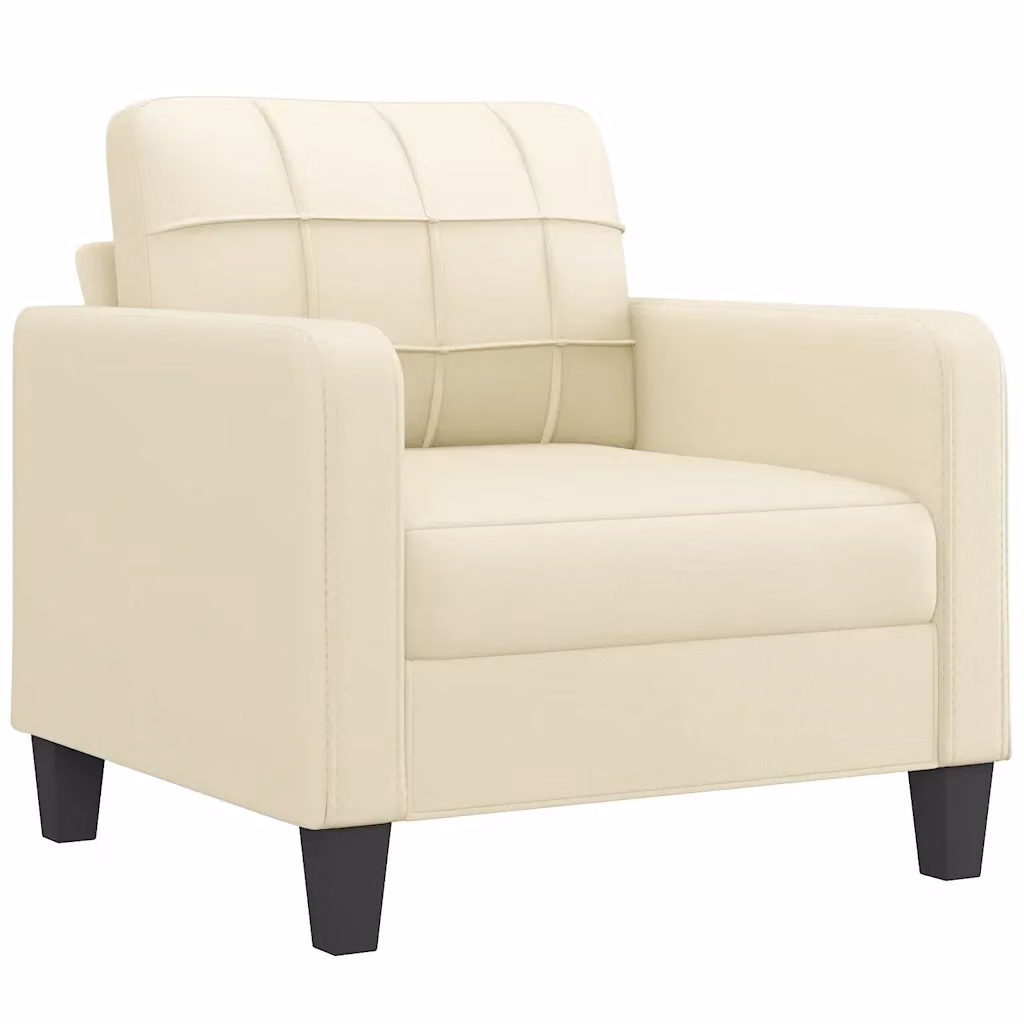 Poltrona moderna in similpelle beige con braccioli e struttura in metallo per il tuo relax in soggiorno – 2