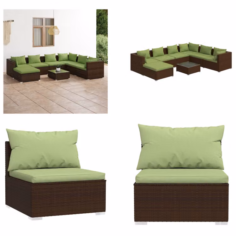 vidaXL set salotto da giardino 8 pezzi con cuscini in rattan marrone - set salotto da giardino - set salotto da giardino - set salotto da patio - set divano da patio