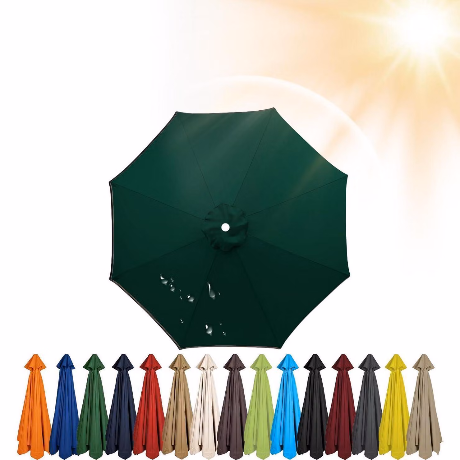 Copertura di ricambio per ombrellone 2m - 3,5m, con 6/8 stecche, protezione UV, resistente al vento