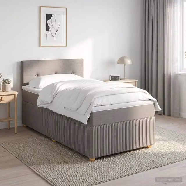 Letto box spring con materasso ibrido vidaXL colore tortora L/P: 100 x 200 cm