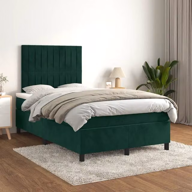 Giroletto a Molle con Materasso Verde Scuro 120x200 cm Velluto 3143136