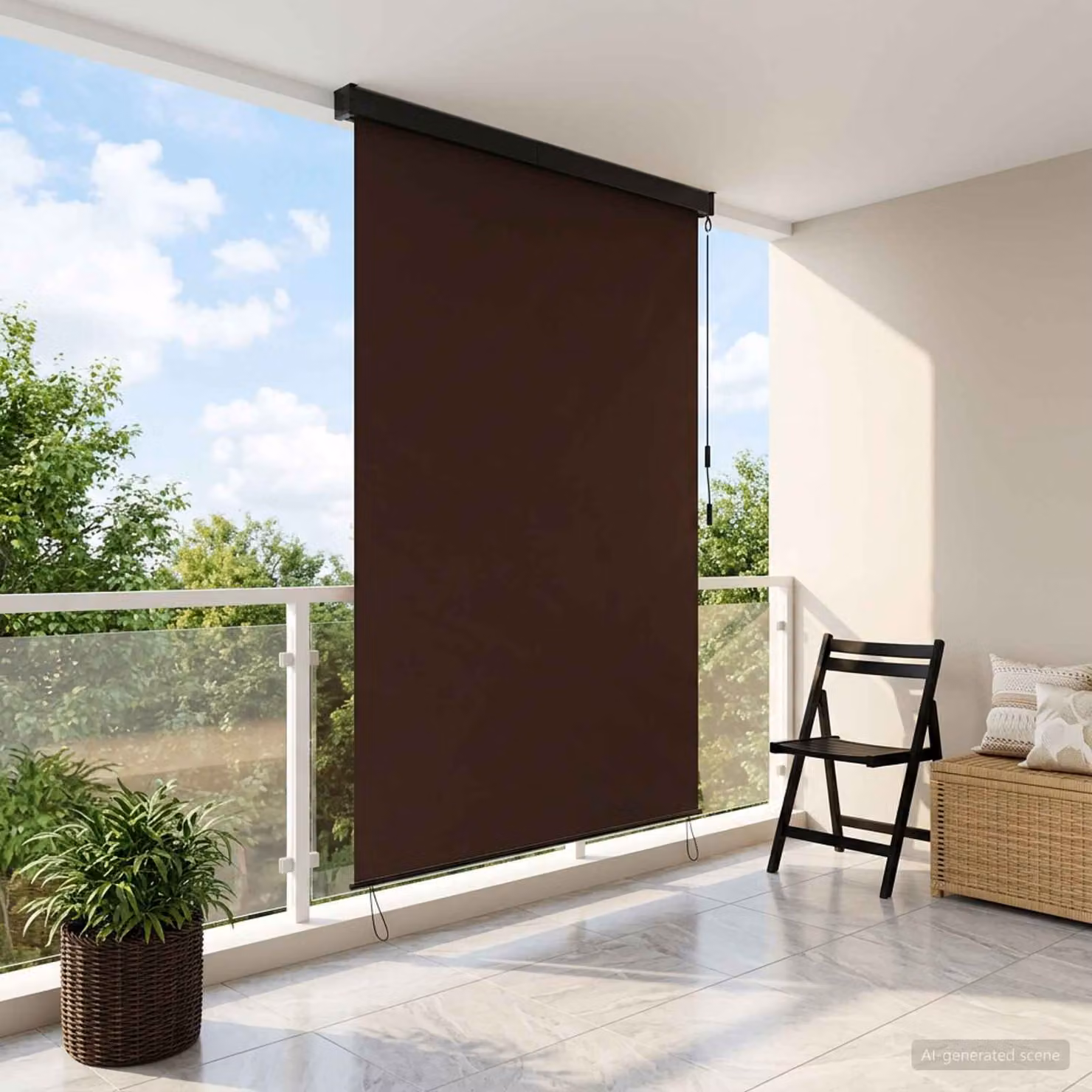 Tenda a rullo vidaXL Marrone in poliestere e alluminio L: 60 cm, H: 250 cm