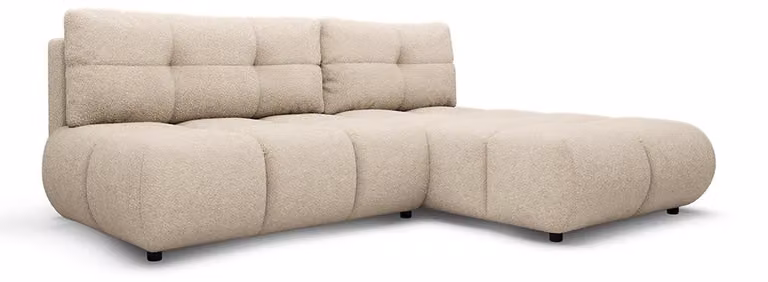 Divano angolare con funzione letto, modello Milorya, colore grigio-beige (Falunetaupe), lato destro