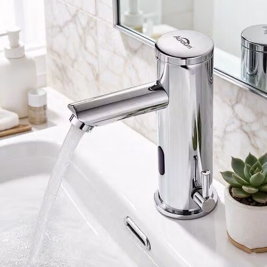Rubinetto per bagno a infrarossi con sensore – Risparmio idrico – Miscelatore – Include materiale di collegamento