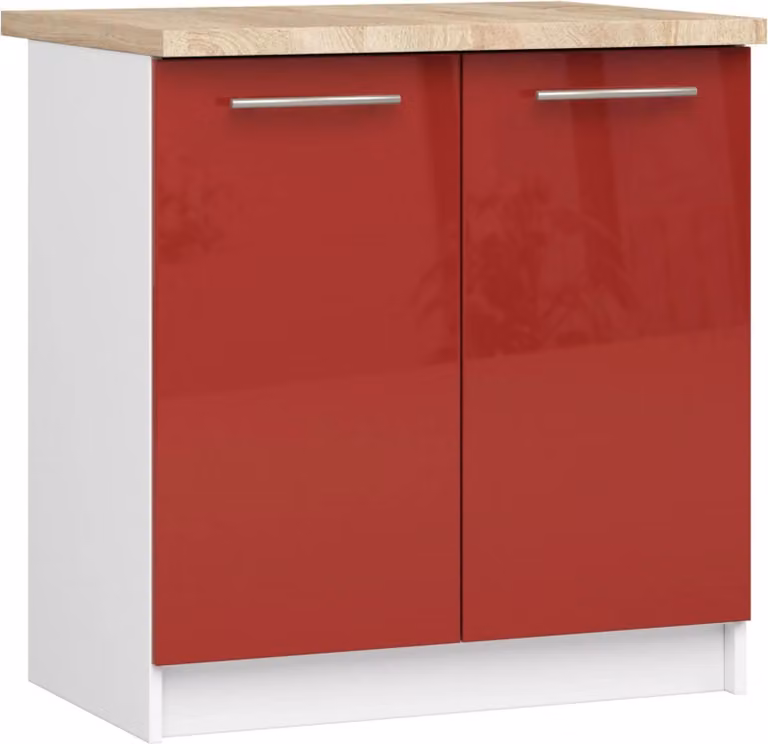 Akord Mobile Da Cucina Oliwia 2 Ante Bianco/Rosso Lucido 80X46X85 Cm