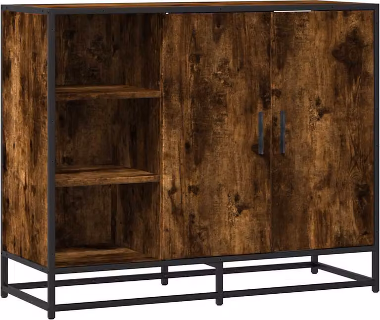 Credenza Rovere Fumo 92x35x76 cm in Legno Multistrato