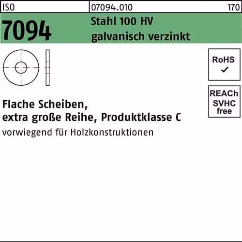 Rondelle Reyher ISO 7094 acciaio 8 galv. vz 070940100080000 (100 pezzi)
