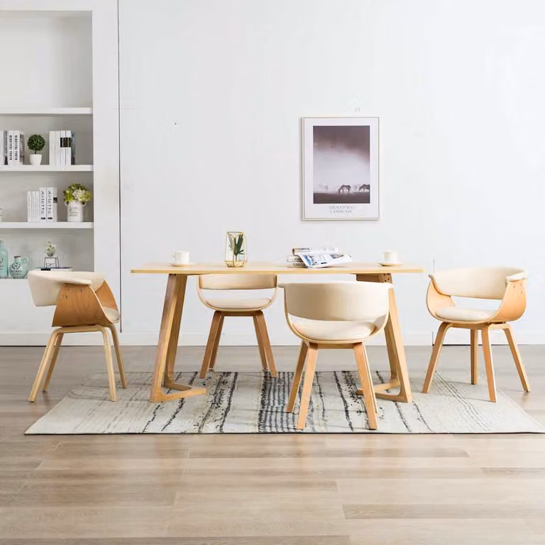 Set di 4 sedie da pranzo vidaXL in legno curvato e similpelle color beige e marrone con design moderno per cucina e sala da pranzo