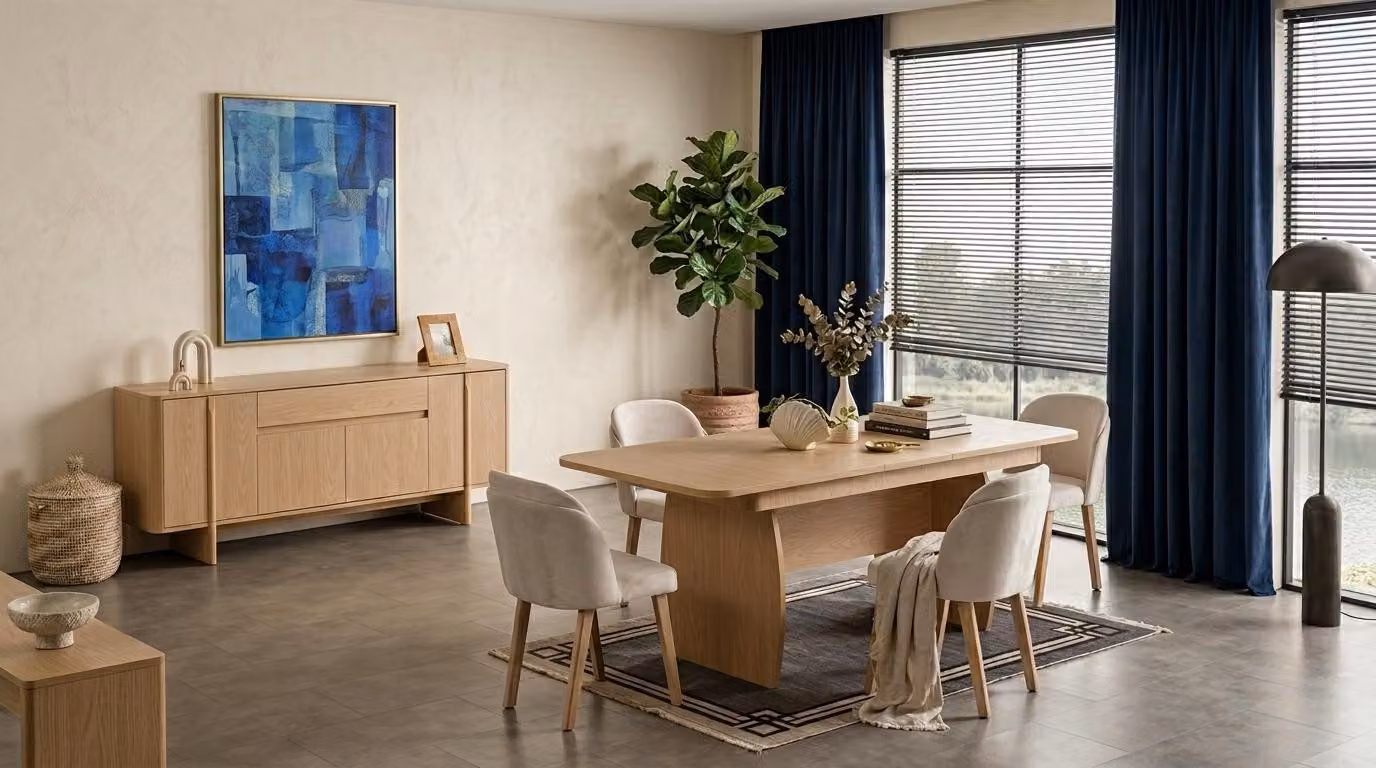 Tisch Konsole Wohnzimmer Stil modern beige rechteckig ausziehbar bequem