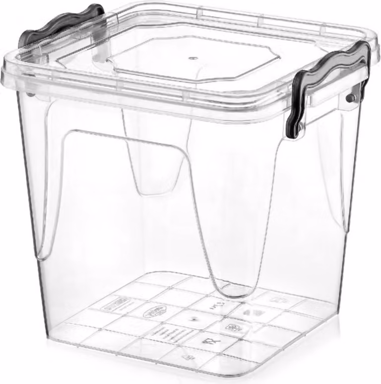 Contenitore di stoccaggio Contenitore trasparente Scatola di plastica Scatola pieghevole Scatola di plastica con coperchio 1,8L