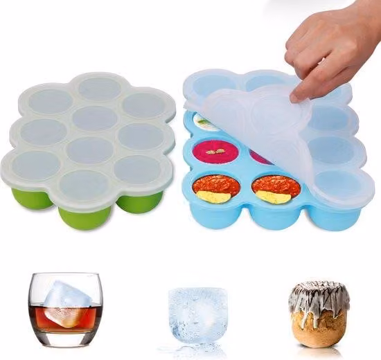 Contenitore in silicone per alimenti per l'infanzia, adatto al congelatore, riutilizzabile, frutta, verdura