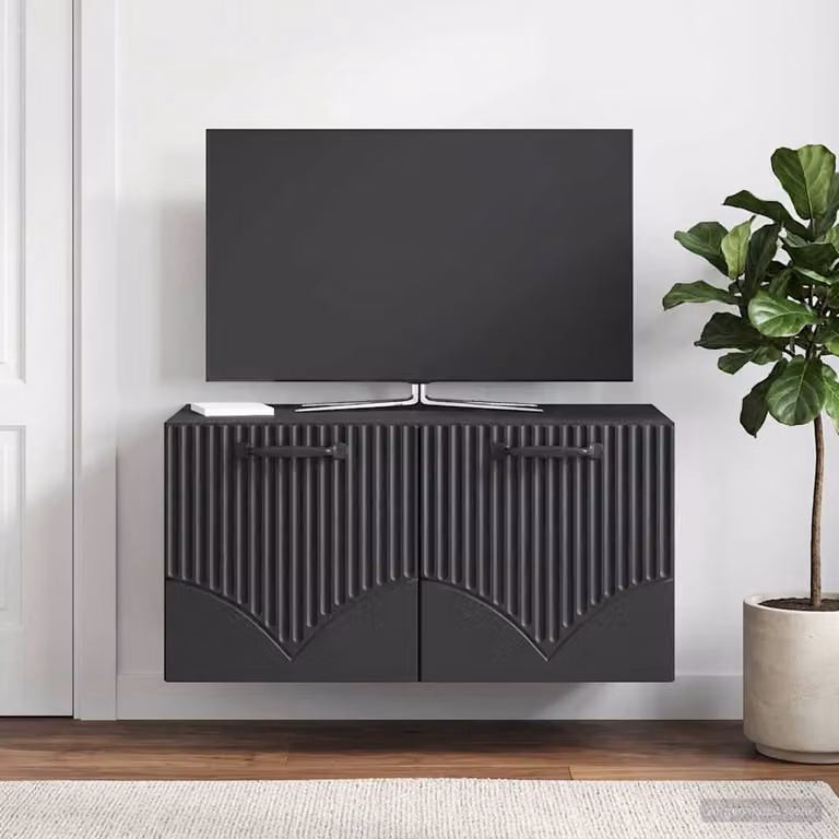 vidaXL Mobile Porta TV da Muro Moderno Nero in MDF L: 59,5 cm, P: 41 cm, H: 30 cm
