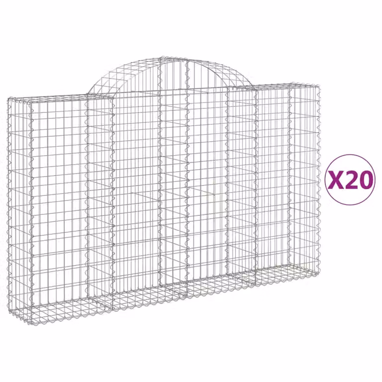 Cesti Gabbioni ad Arco 20 pz 200x30x120/140 cm Ferro Zincato