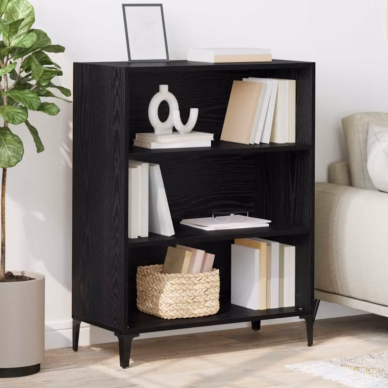 Credenza moderna vidaXL in legno MDF nero per soggiorno e sala da pranzo L: 69,5 cm, P: 32,5 cm, H: 90 cm