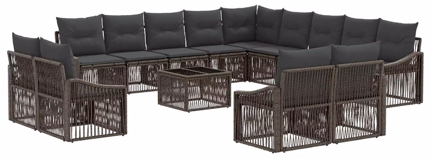 Set Divano da Giardino 14 pcs Grigio polyrattan