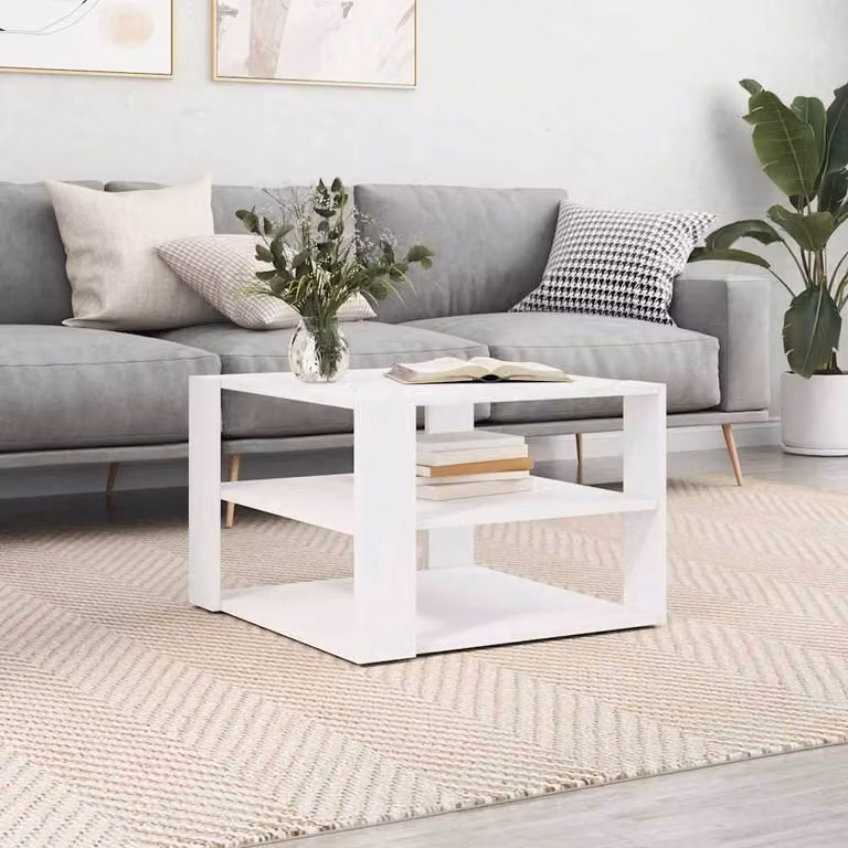 vidaXL Tavolino da Salotto Bianco in Legno e MDF, L/P/H: 58 x 58 x 40 cm