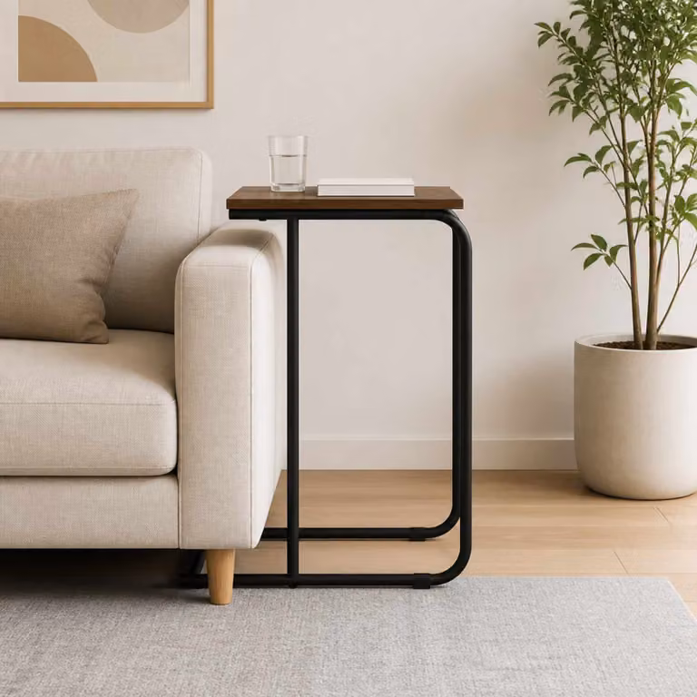 vidaXL Tavolo laterale moderno in legno e metallo marrone L/P/H: 40 x 31 x 55 cm